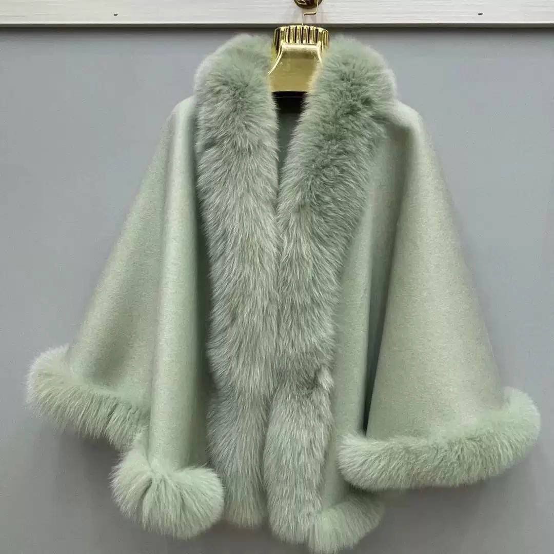 Green Cashmere Fur cape-0