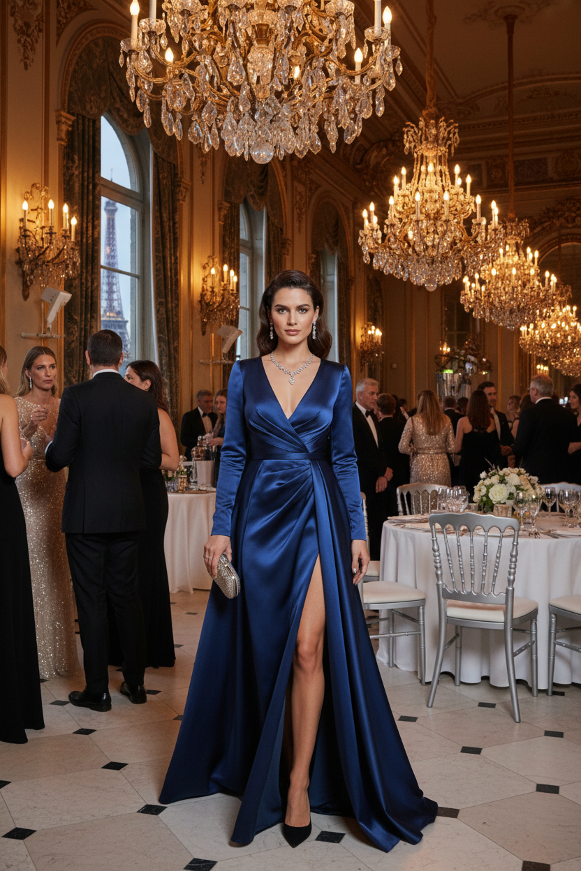 Satin Evening Gown - Dazzling Elegance