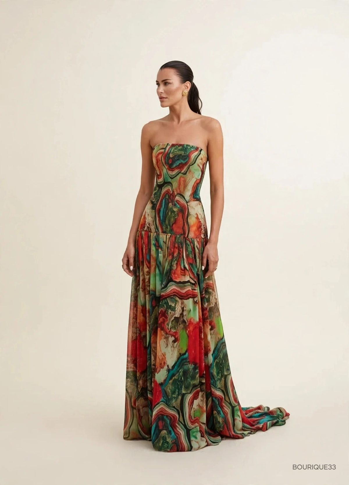 Robe Longue Aura - Imprimé Agate