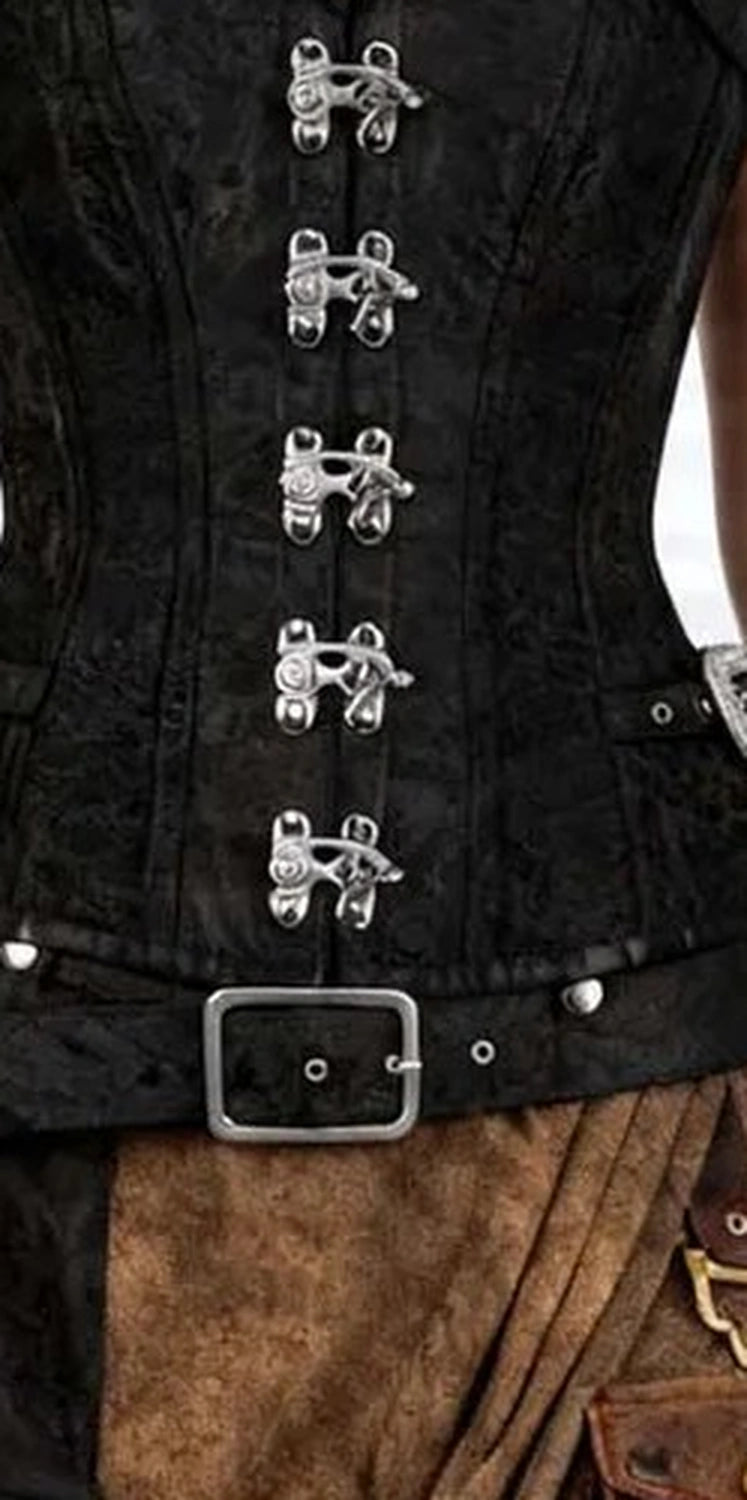 Corsage Overbust Selene — Brokat-Damast & Chromverschlüsse
