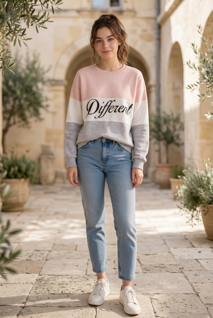 Sweat Different dans une cour extérieure crème