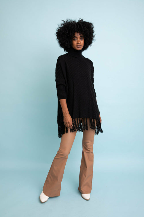 Poncho à col roulé pour temps de pull