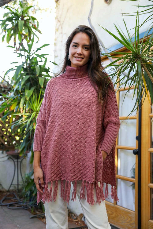 Poncho à col roulé pour temps de pull