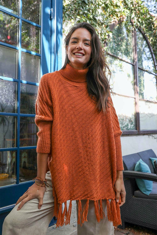 Poncho à col roulé pour temps de pull