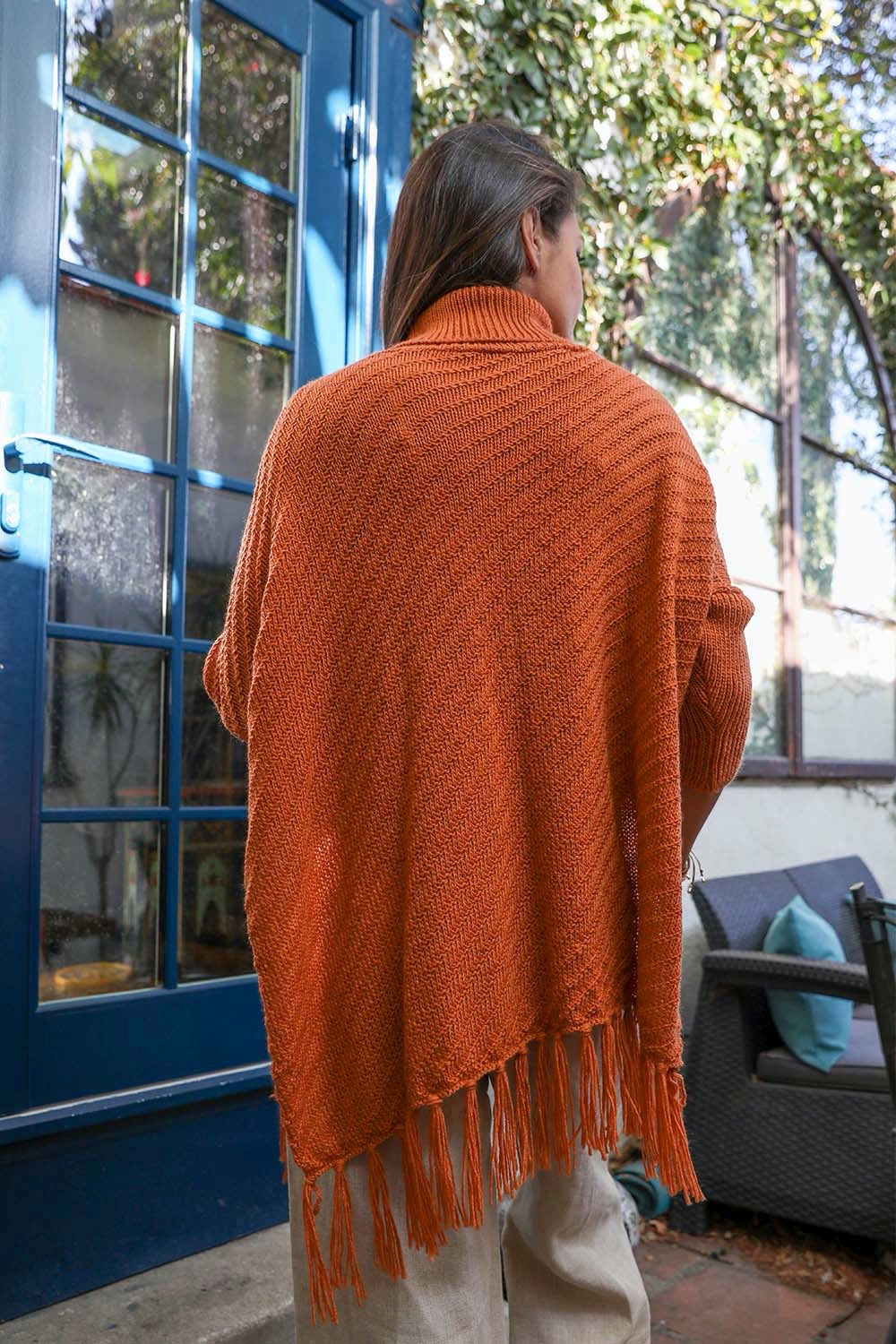 Poncho à col roulé pour temps de pull