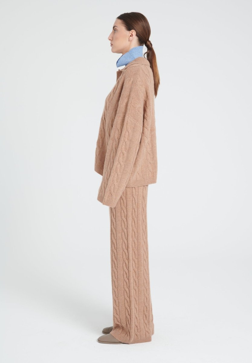 Polo manches longues femme en cachemire 6 fils camel - ZAYA 5-2