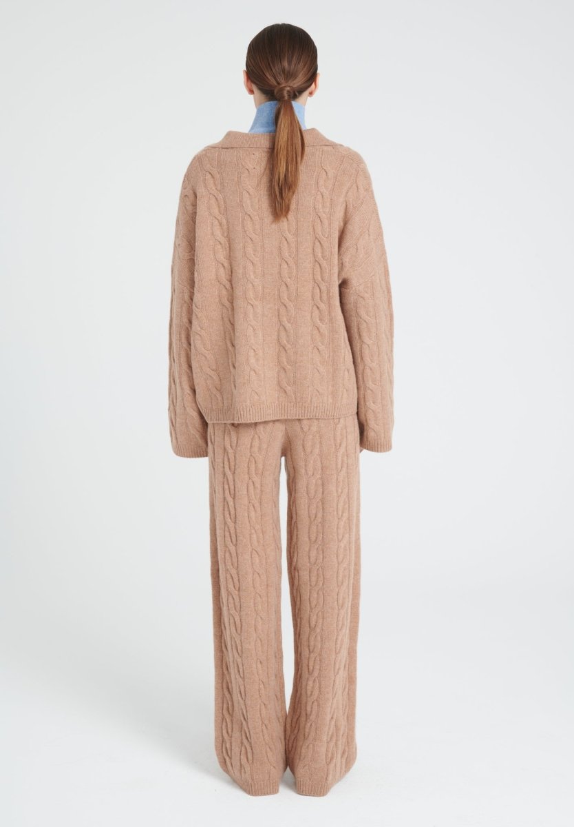 Polo manches longues femme en cachemire 6 fils camel - ZAYA 5-3