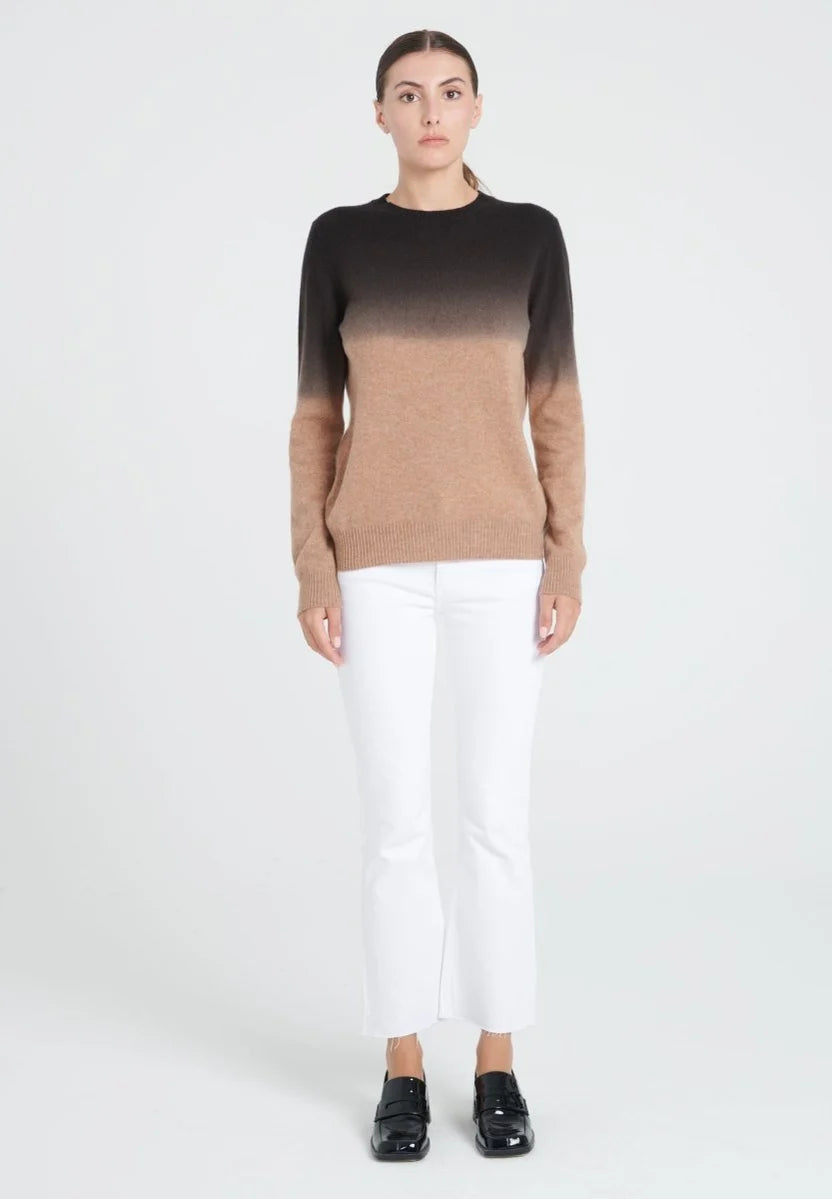 AMBRE Cashmere Tie & Dye Sweater Black & Camel - ZAYA 9