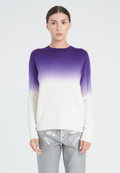 Pull col rond femme en cachemire camel tie & dye blanc écru & violet - ZAYA 9-0